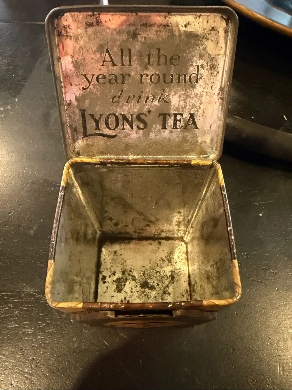 VINTAGE Lyon’s Tea “All the Year around” Tea/Coffee Tin with hinged lid